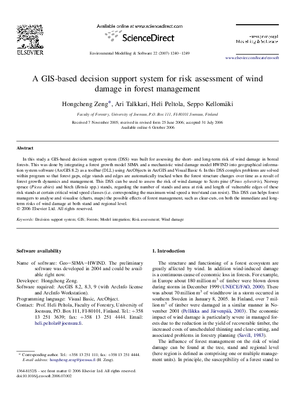 (PDF) A GIS-based decision support system for risk assessment of wind ...