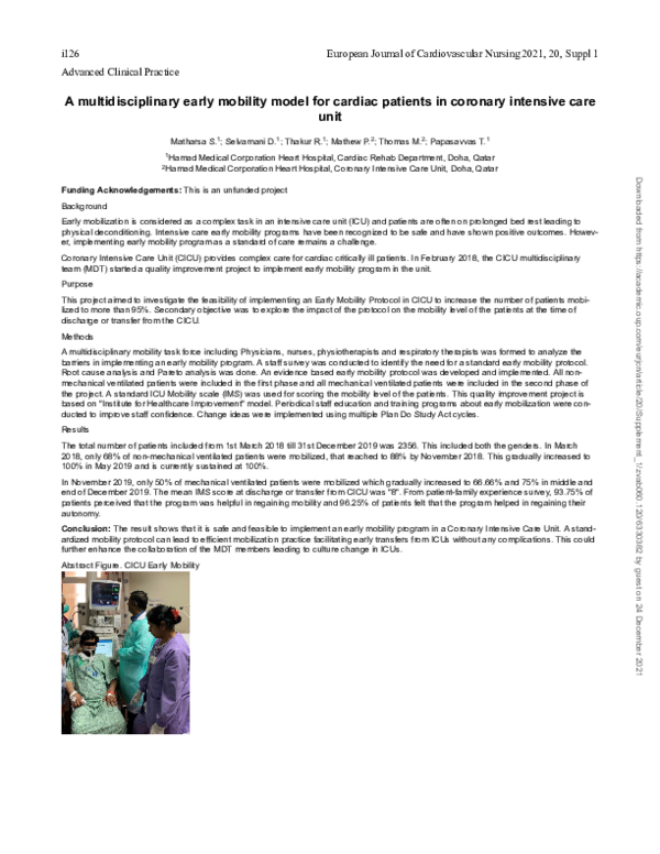 (PDF) A multidisciplinary early mobility model for cardiac patients in ...