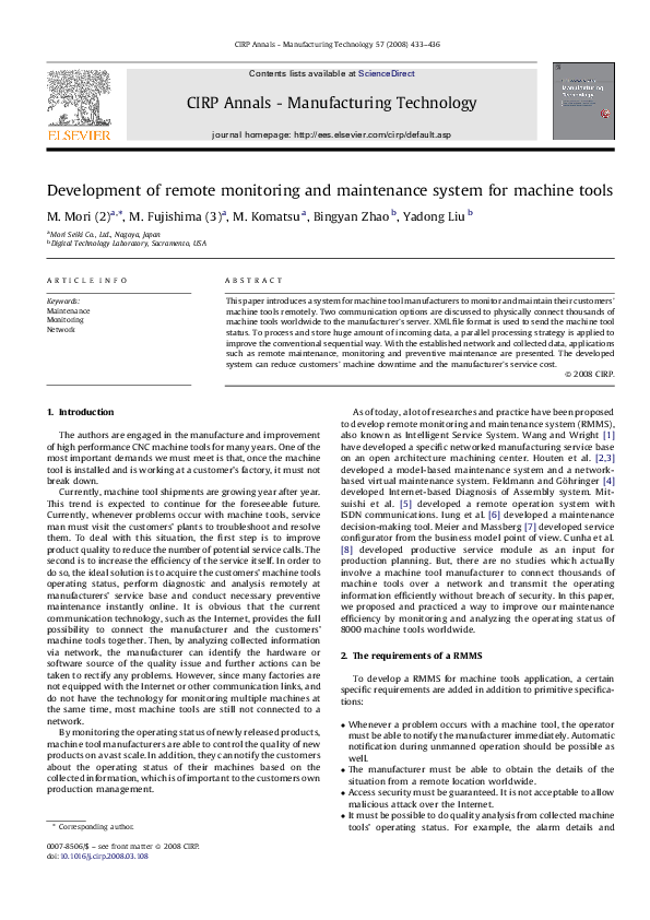 (PDF) Development of remote monitoring and maintenance system for ...