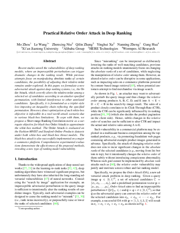 (PDF) Practical Relative Order Attack in Deep Ranking