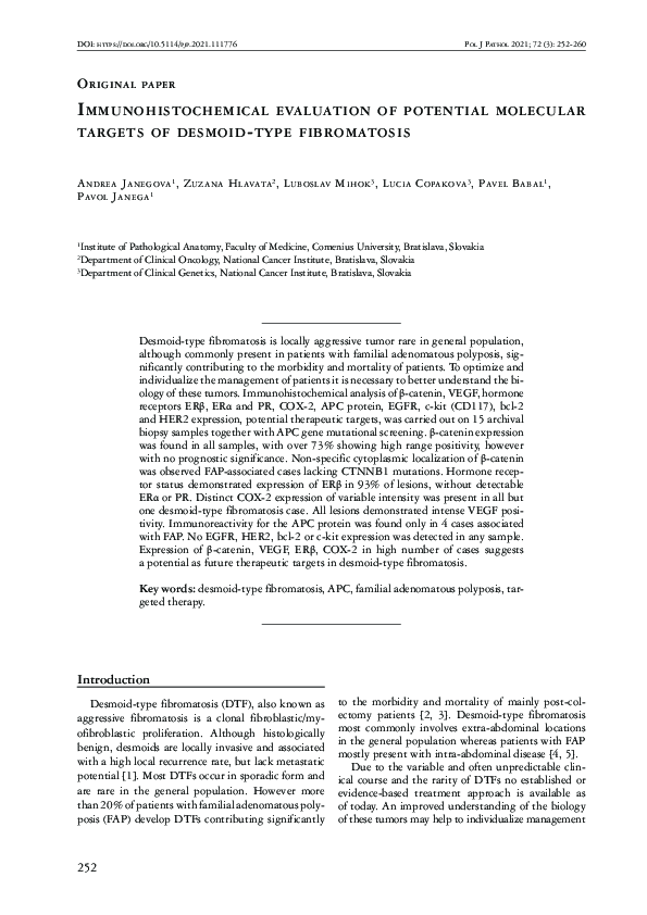 (PDF) Immunohistochemical evaluation of potential molecular targets of ...