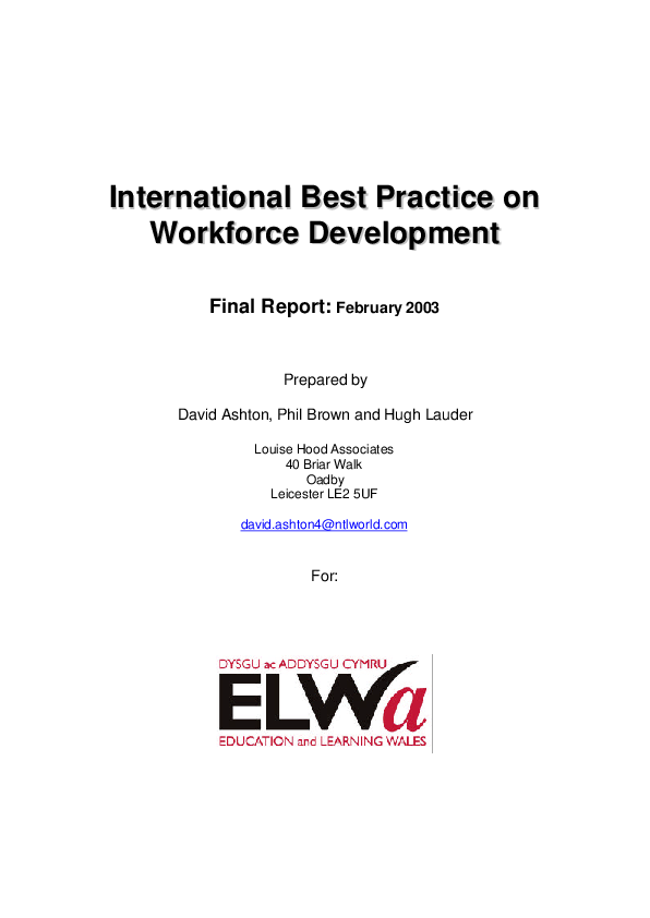 (PDF) International best practice on workforce development: final report