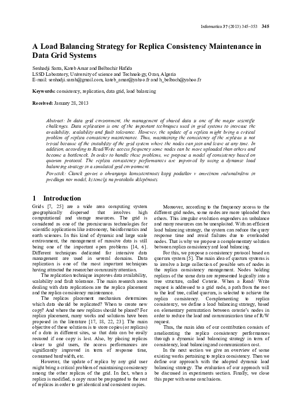 (PDF) A Load Balancing Strategy for Replica Consistency Maintenance in ...