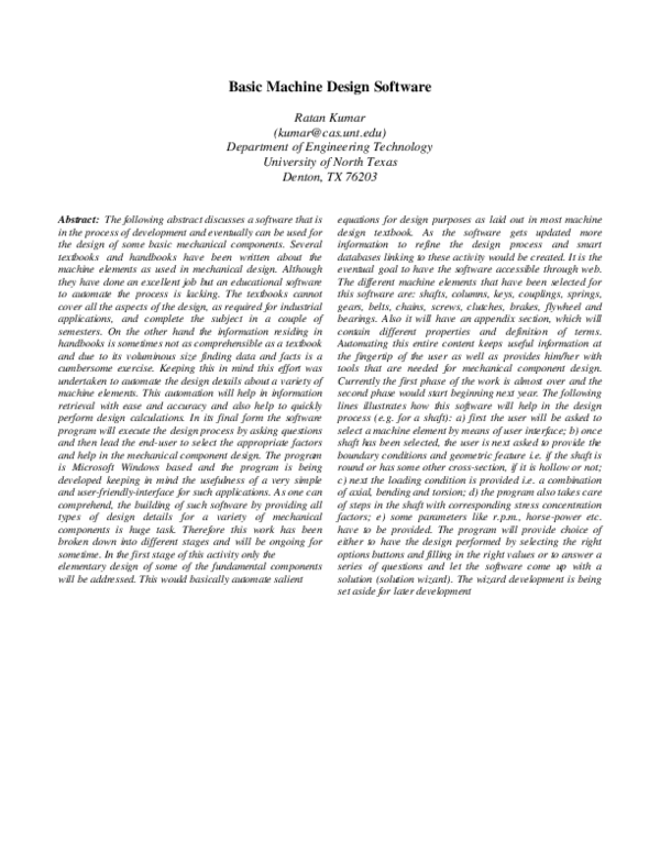 (PDF) Basic machine design software