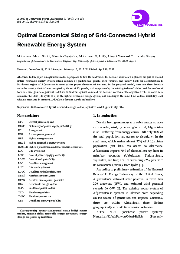 (PDF) Optimal Economical Sizing of Grid-Connected Hybrid Renewable ...