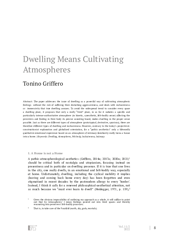 Dwelling Means Cultivating Atmospheres