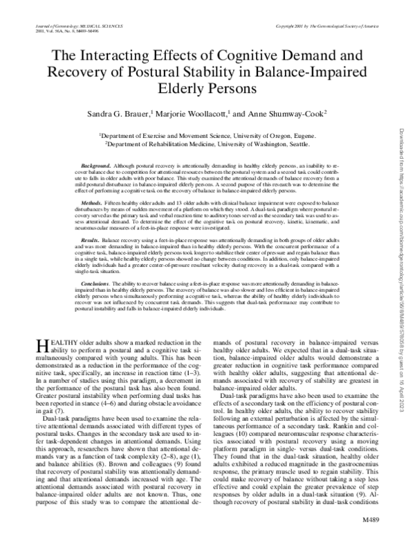 (PDF) The Interacting Effects of Cognitive Demand and Recovery of ...