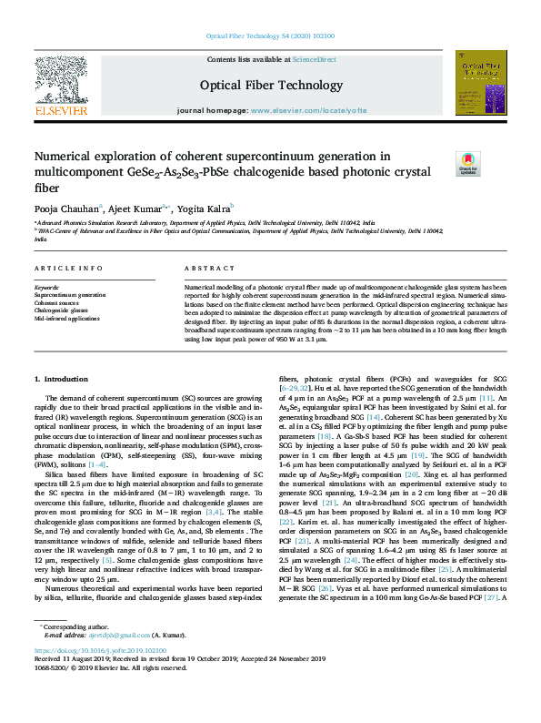 (PDF) Numerical exploration of coherent supercontinuum generation in ...