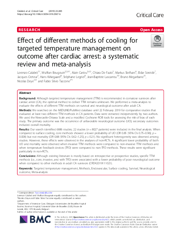 (PDF) Effect of different methods of cooling for targeted temperature ...