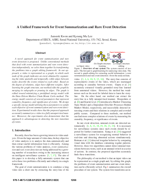 (PDF) A unified framework for event summarization and rare event detection