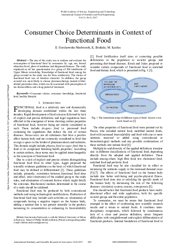 (PDF) Consumer Choice Determinants In Context Of Functional Food