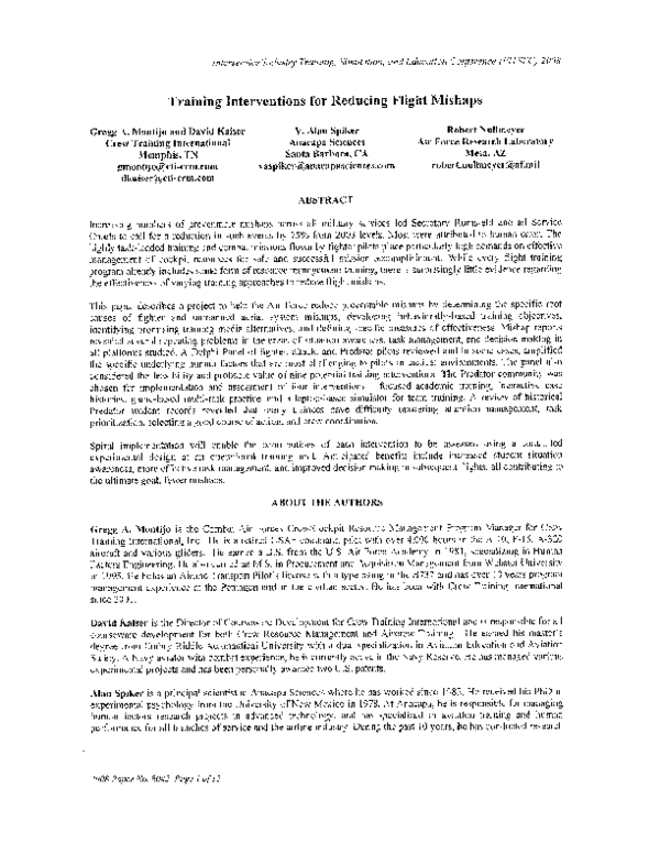 (PDF) Training Interventions for Reducing Flight Mishaps