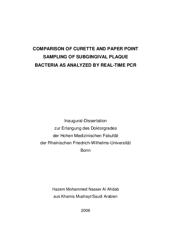 (PDF) Comparison of curette and paper point sampling of subgingival ...