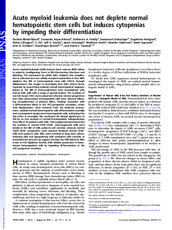 (PDF) Acute myeloid leukemia does not deplete normal hematopoietic stem ...