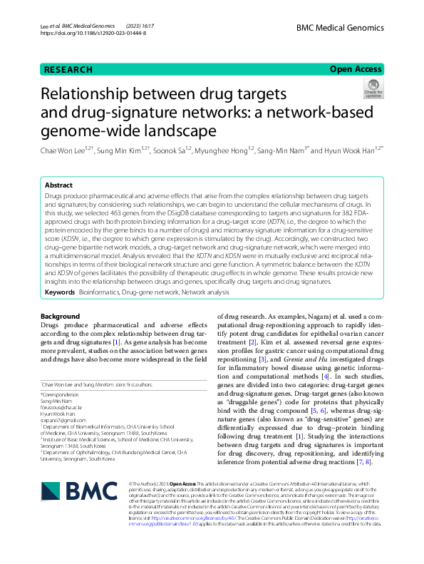 (PDF) Relationship Between Drug Targets and Drug-Signature Networks: A ...