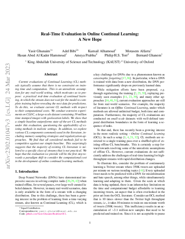 (PDF) Real-Time Evaluation in Online Continual Learning: A New Hope
