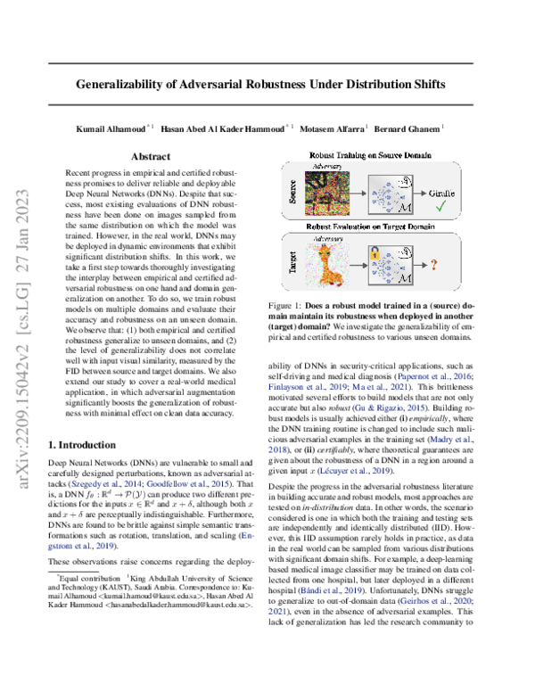 (PDF) Generalizability of Adversarial Robustness Under Distribution Shifts