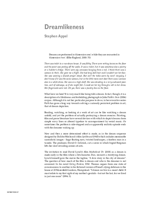 (PDF) Dreamlikeness
