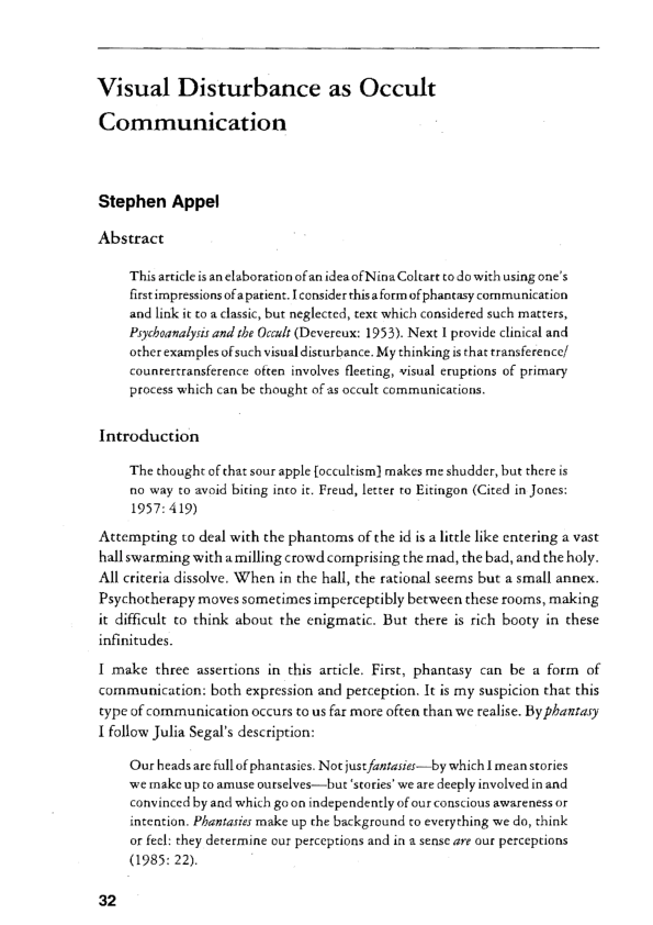 (PDF) Visual disturbance as occult communication