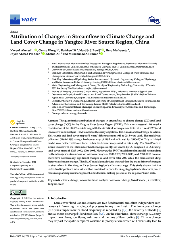 (PDF) Attribution of Changes in Streamflow to Climate Change and Land ...