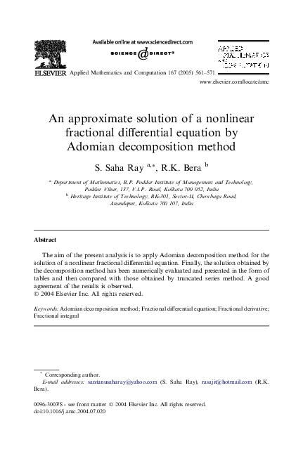 (PDF) An approximate solution of nonlinear fractional reaction ...