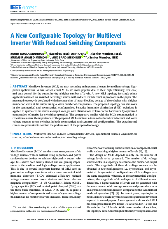 (PDF) A New Configurable Topology for Multilevel Inverter With Reduced ...