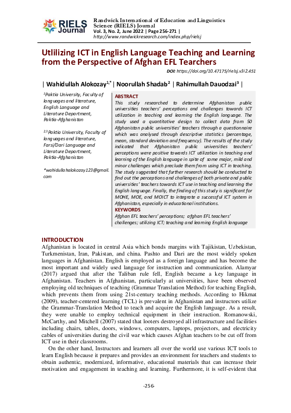 (PDF) Utlilizing ICT in English Language Teaching and Learning from the ...