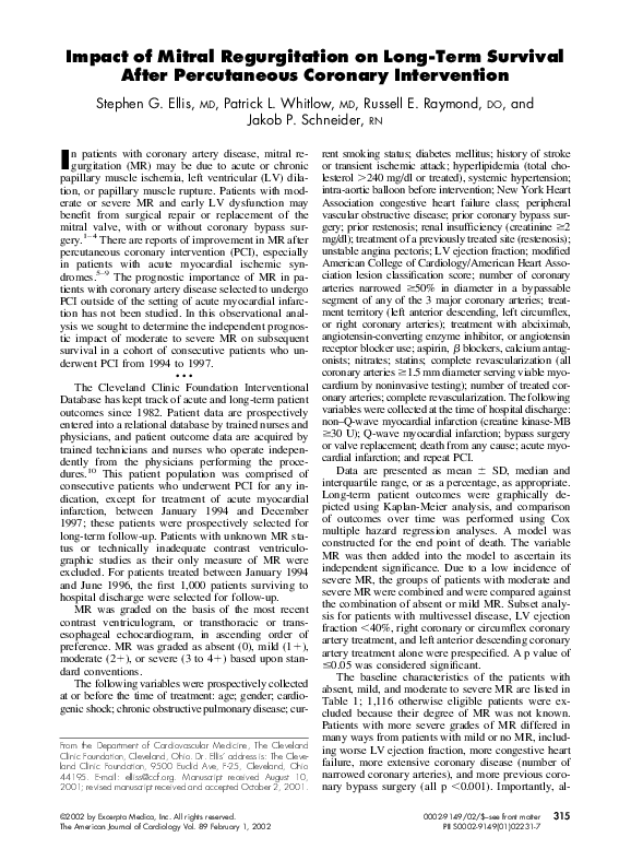 (PDF) Impact of mitral regurgitation on long-term survival after ...