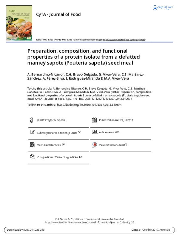 (PDF) Preparation, composition, and functional properties of a protein ...