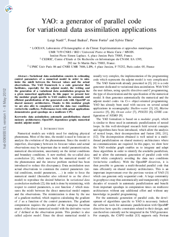 (PDF) YAO: A Generator of Parallel Code for Variational Data ...