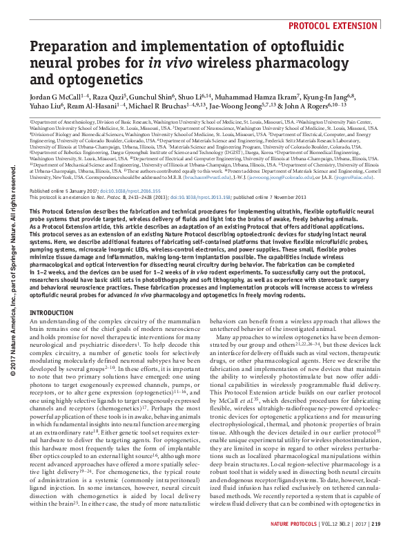 (PDF) Preparation and implementation of optofluidic neural probes for ...