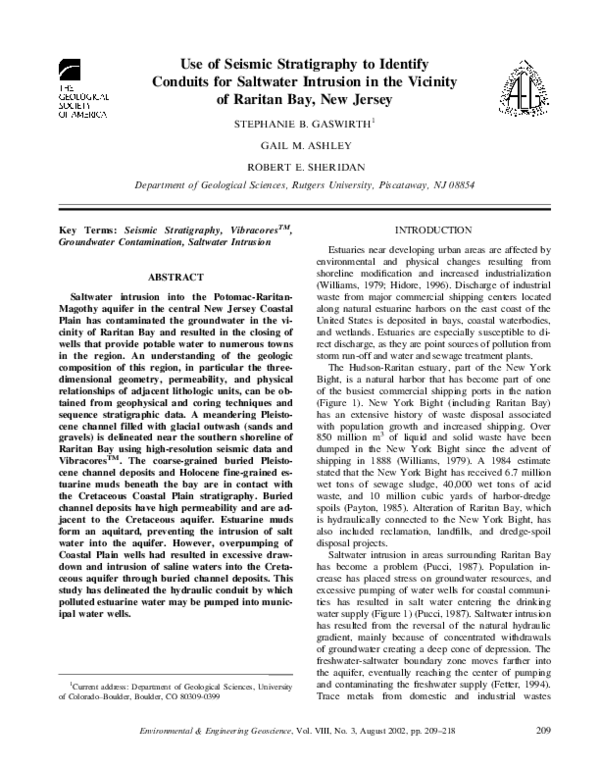 (PDF) Use of Seismic Stratigraphy to Identify Conduits for Saltwater