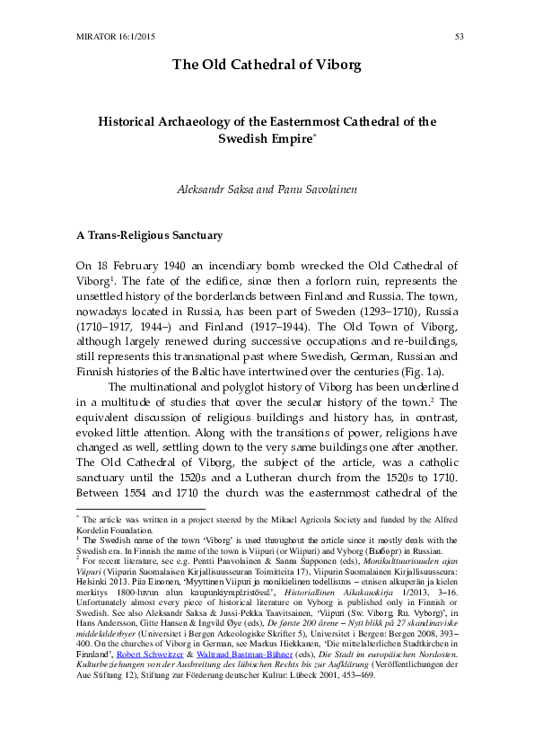 View of (PDF) The Old Cathedral of Viborg Historical Archaeology of the ...