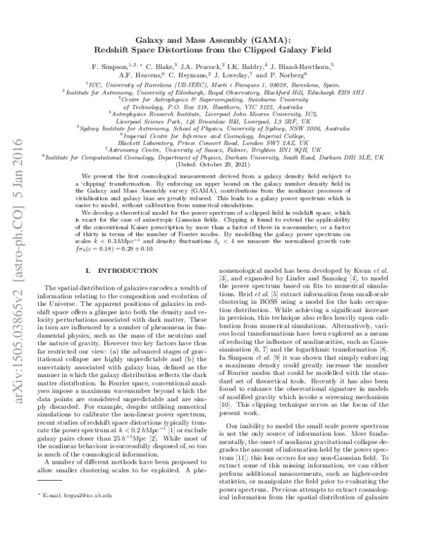 (PDF) Galaxy and Mass Assembly (GAMA): Redshift Space Distortions from ...