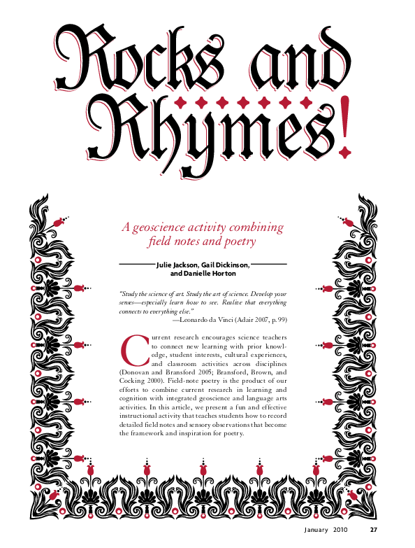 (PDF) Rocks and Rhymes! A Geoscience Activity Combining Field Notes and ...