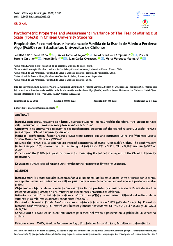(PDF) Psychometric Properties and Measurement Invariance of The Fear of ...