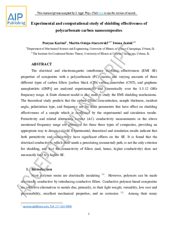 (PDF) Experimental and computational study of shielding effectiveness ...