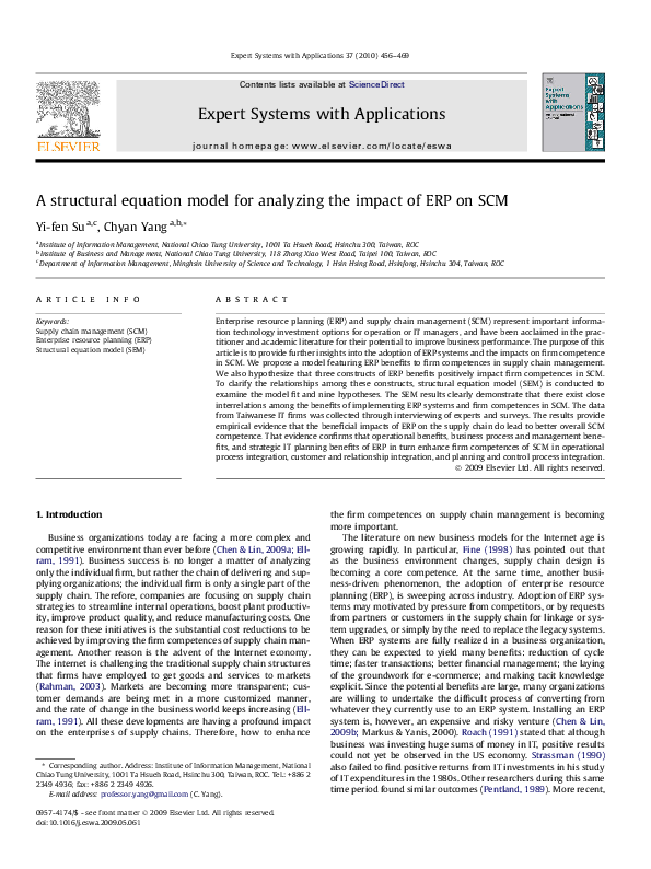 (PDF) A structural equation model for analyzing the impact of ERP on SCM