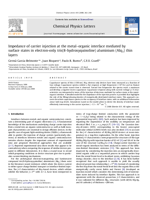(PDF) Impedance of carrier injection at the metal–organic interface ...