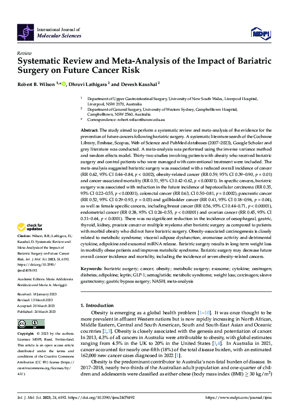 (PDF) Systematic Review and Meta-Analysis of the Impact of Bariatric ...