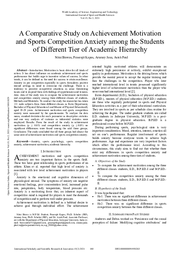 (PDF) A Comparative Study on Achievement Motivation and Sports ...