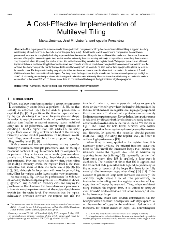 (PDF) A cost-effective implementation of multilevel tiling