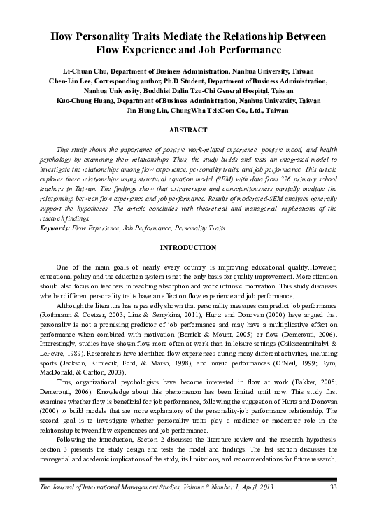 (PDF) How Personality Traits Mediate the Relationship Between Flow ...