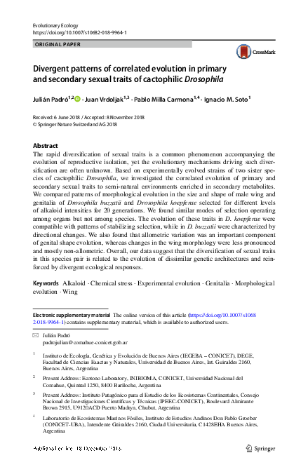 (PDF) Divergent patterns of correlated evolution in primary and ...
