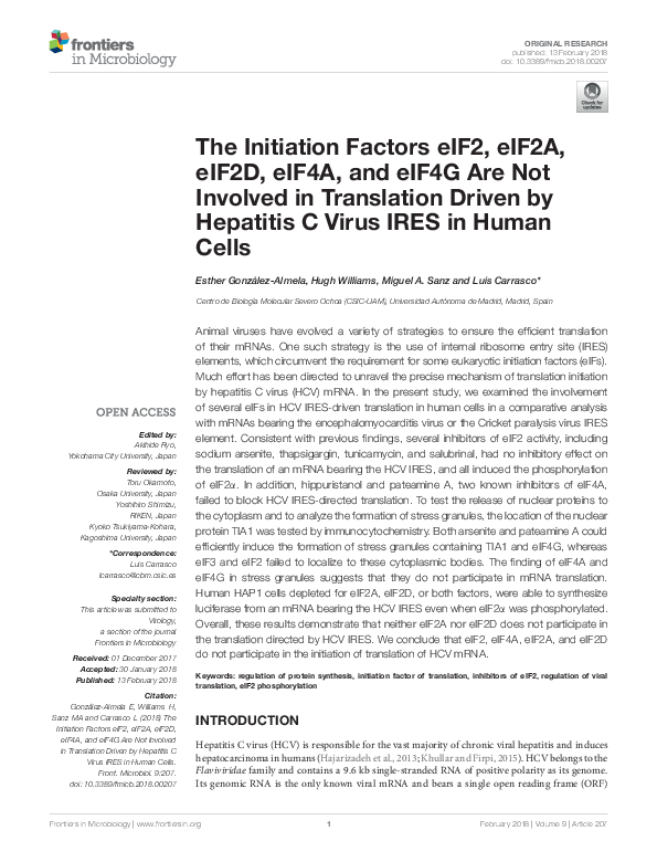 (PDF) The Initiation Factors eIF2, eIF2A, eIF2D, eIF4A, and eIF4G Are ...