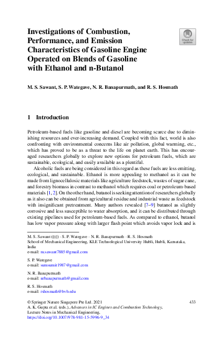 (PDF) Investigations of Combustion, Performance, and Emission ...