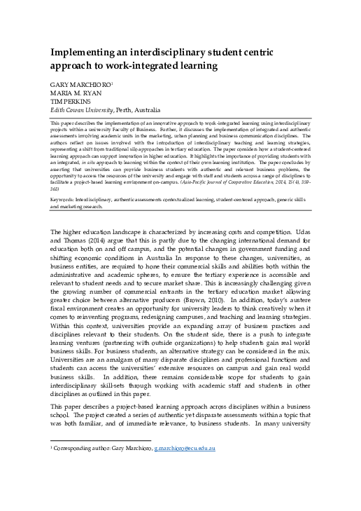 (PDF) Implementing an interdisciplinary student centric approach to ...
