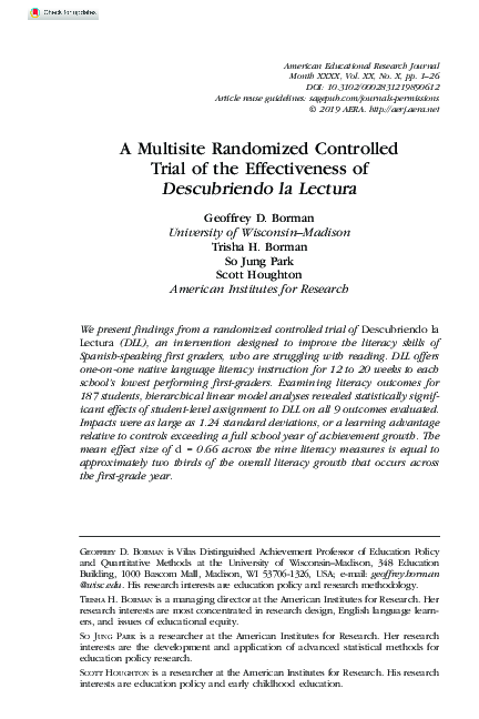 (PDF) A Multisite Randomized Controlled Trial of the Effectiveness of ...