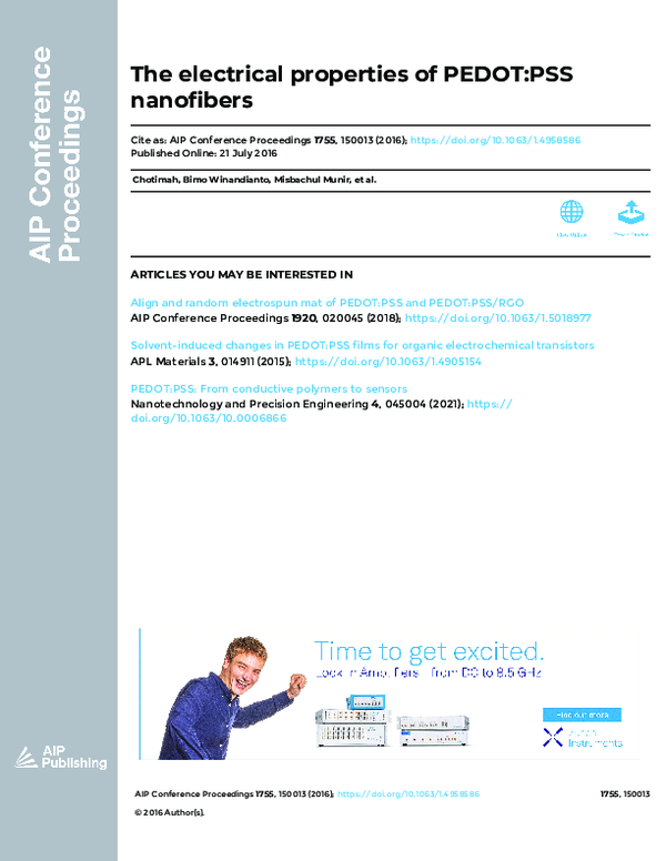 (PDF) The electrical properties of PEDOT:PSS nanofibers