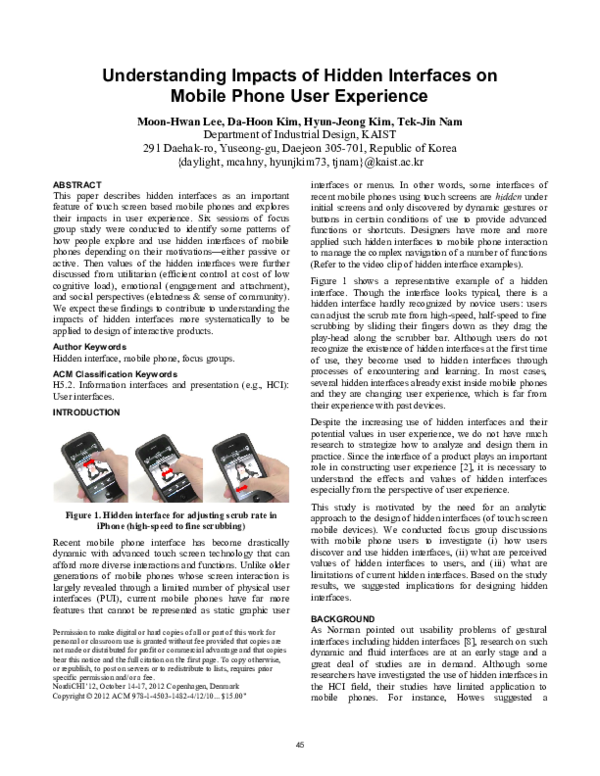 (PDF) Understanding impacts of hidden interfaces on mobile phone user ...